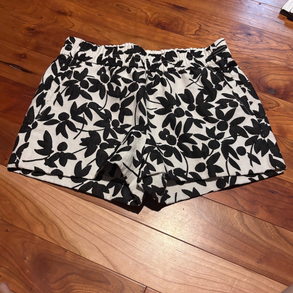J. Crew Black and White Floral Shorts